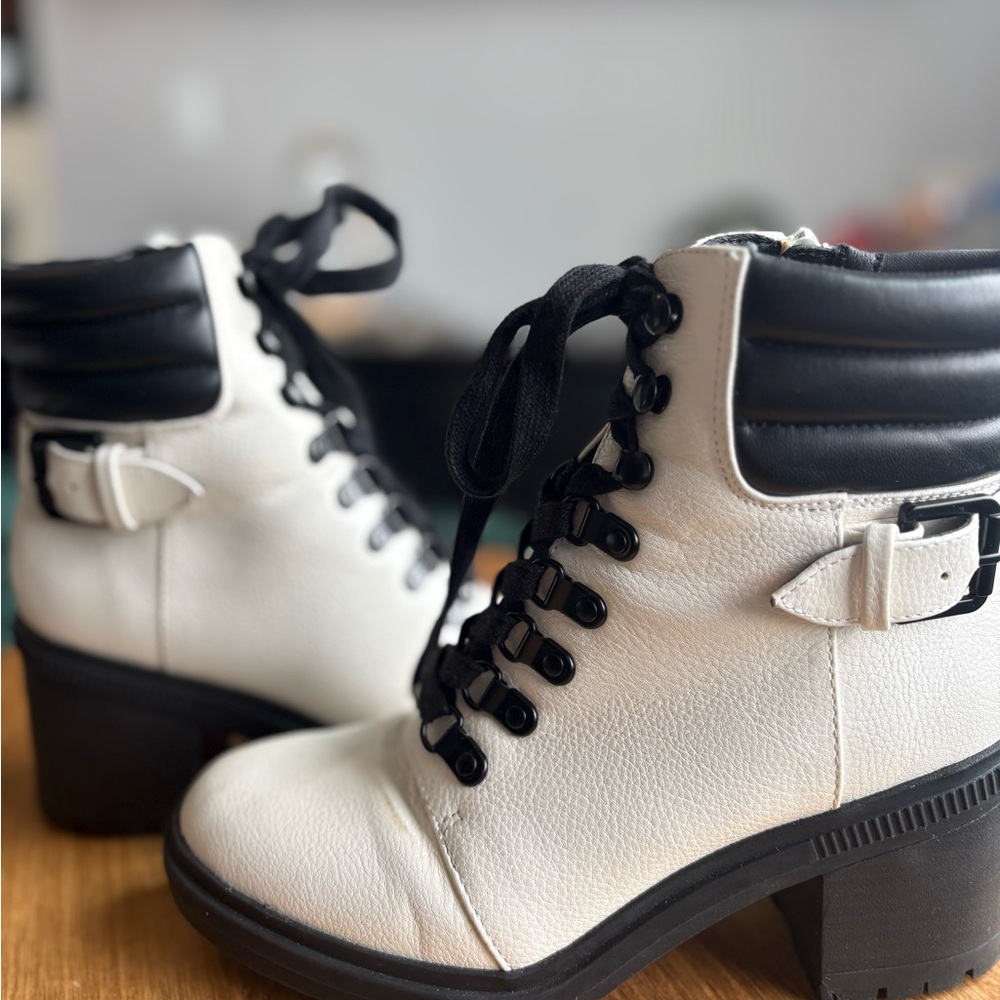 Mix No. 6 White and Black Lace Up Boots